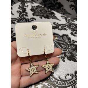 Treasure Jewels gold star enamel earrings with pave